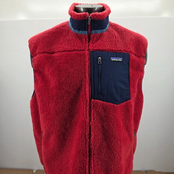 Patagonia Retro X Vest Mens Red Full Zip Deep Pile Fleece Sherpa Outdoor XXL - Picture 1 of 11